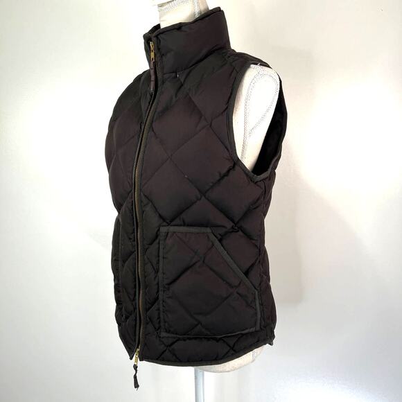 J. Crew Excursion Quilted Down Vest Black High Collar Heritage 49194 - Picture 2 of 9